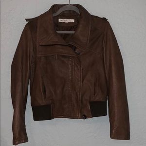 Medium brown faux leather jacket